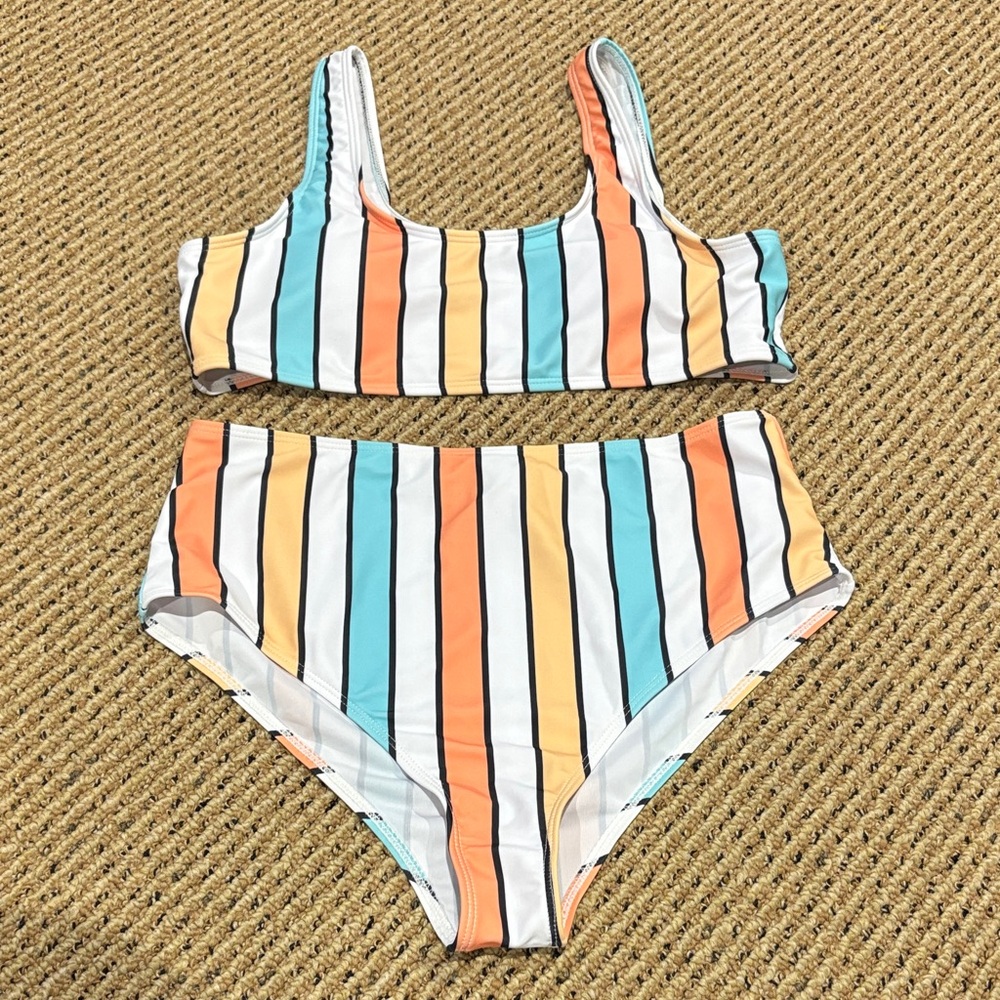 Striped Bikini Set with Multicolor Stripes
